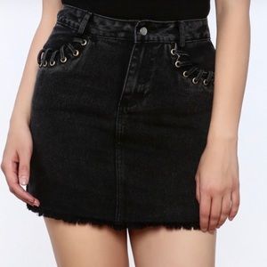 Honey Punch Black Denim Skirt